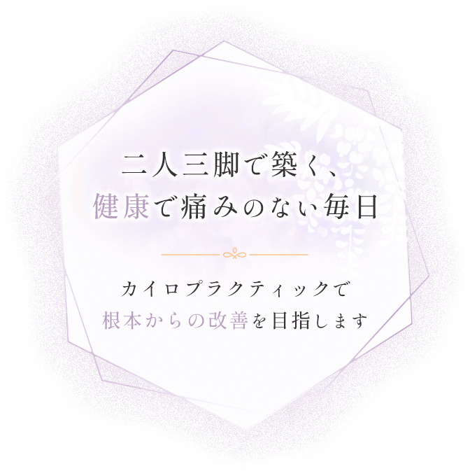 二人三脚で築く、健康で痛みのない毎日,カイロプラクティックで根本からの改善を目指します